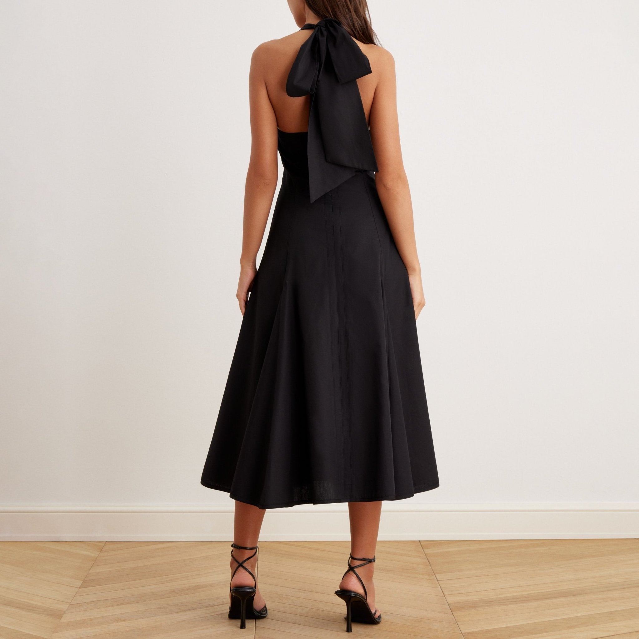 knee length dresses for ladies Purple Bow Back A Line Midi Dress